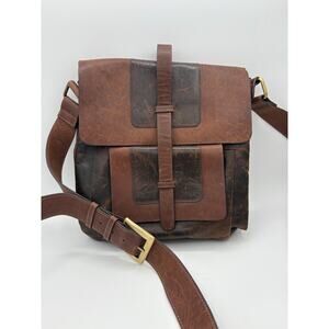 Brown Leather C&C Messenger Crossbody Bag
